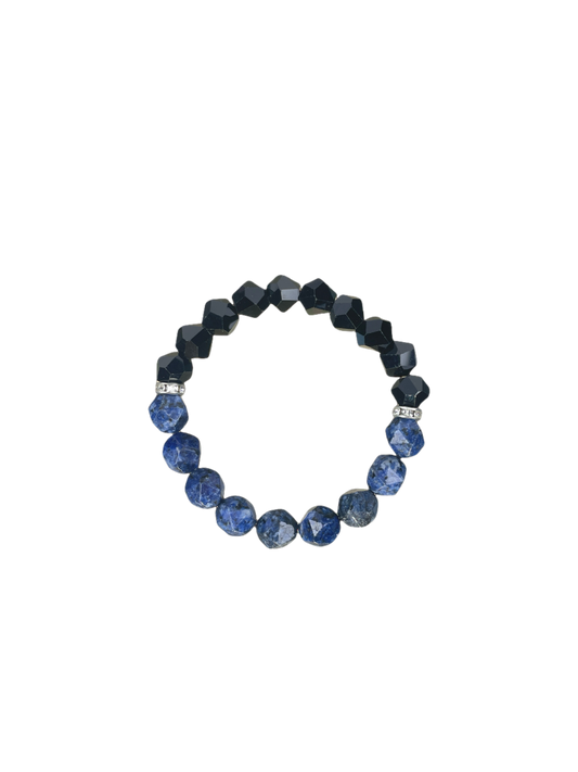 Mountains & Seas · Blue Strata Agate Minimalist Bracelet