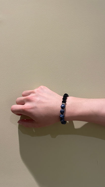 Mountains & Seas · Blue Strata Agate Minimalist Bracelet